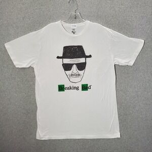 Breaking Bad Men Shirt XL White Walter Heisenberg Logo Graphic Print Tee READ